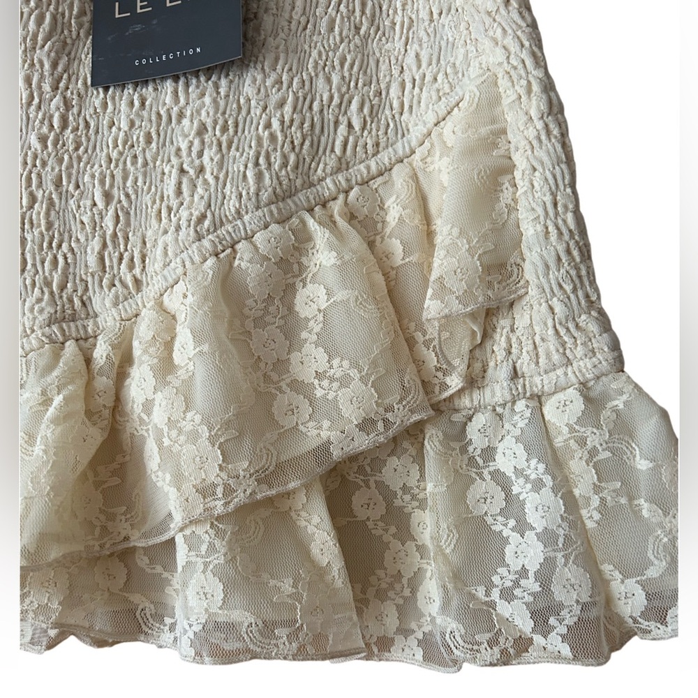 New Antique Cream Lace Ruched Fitted Elegant Women's Skirt - Picture 8 of 8